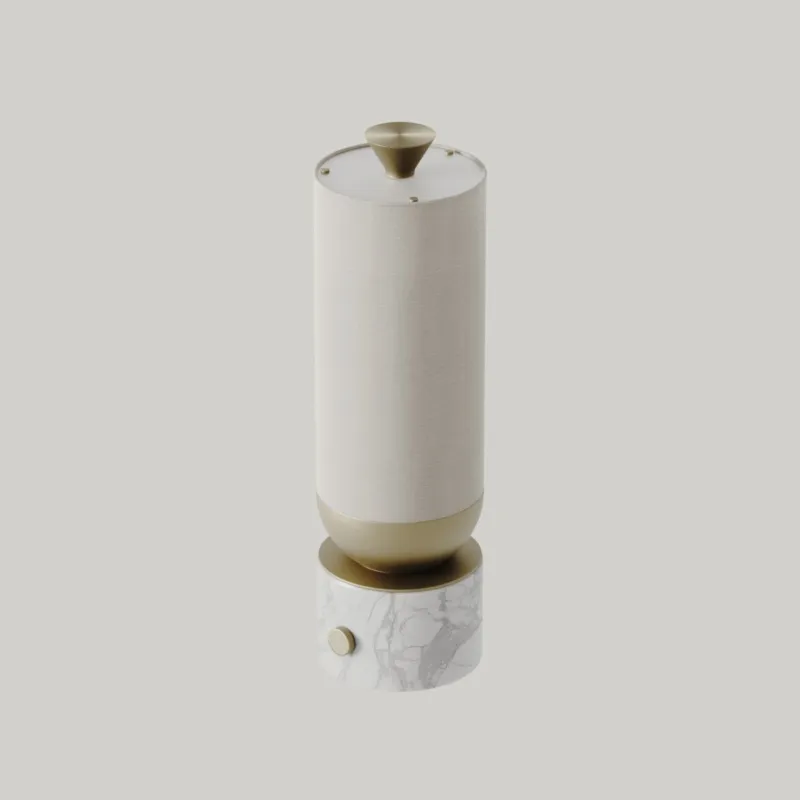 Nowość Aromas Lampa stołowa Gamb wys. 40 cm biały marmur / złoty metal