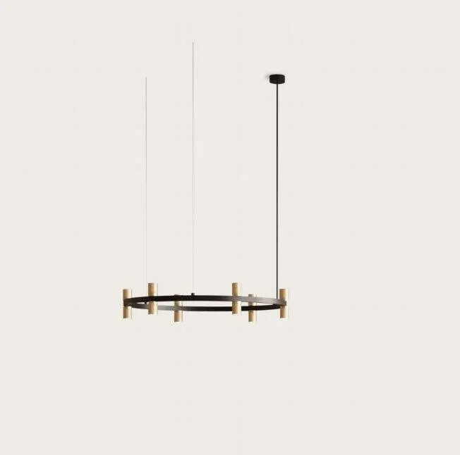 Aromas Lampa wisząca / żyrandol Tura 6 śr. 84 cm skórzane klosze Dostępne od ręki