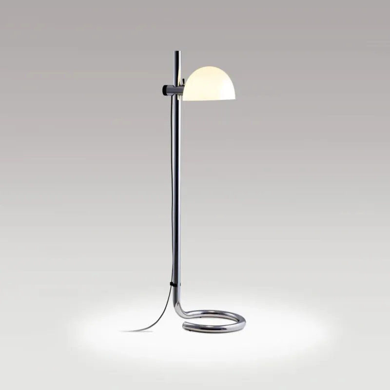 Marset Lampa podłogowa Lauro wys. 135 cm biały klosz / metal chrom Szybka dostawa