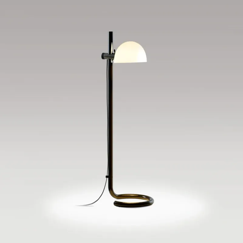 Dostępne od ręki Marset Lampa podłogowa Lauro wys. 135 cm biały klosz / metal brązowy