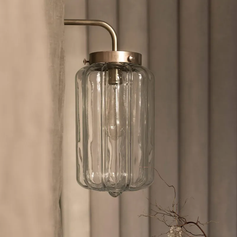 Embassy Interiors Szklana lampa ścienna / kinkiet Deco transparentny z płaskim mocowaniem wys. 42 cm Rabat