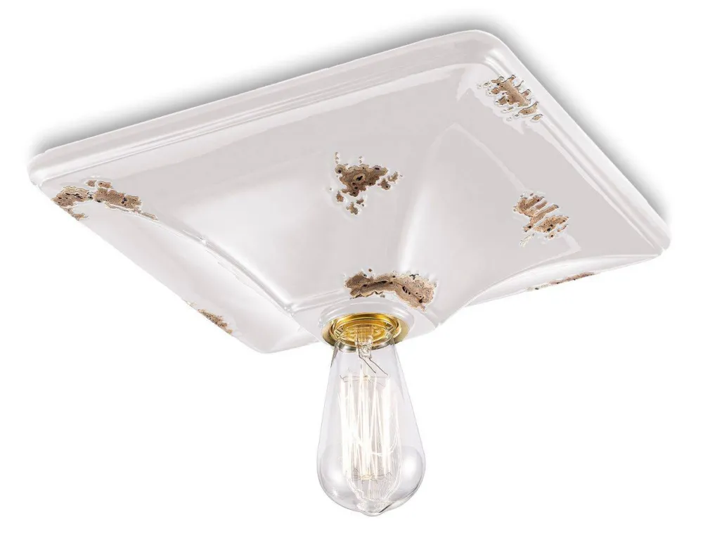 Tylko do końca tygodnia Ferroluce Lampa sufitowa / plafon Vintage biały szer. 31 cm
