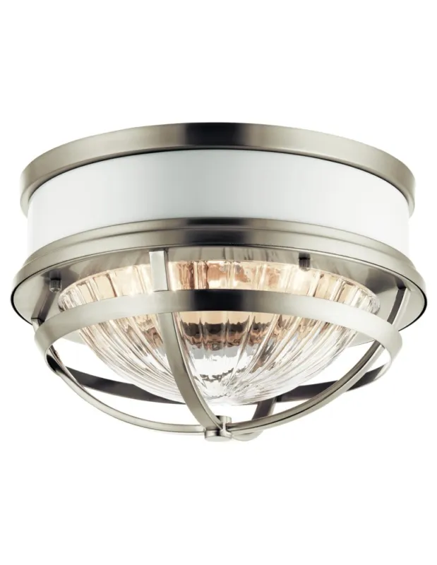 Darmowy zwrot Quintiesse Plafon Tollis - 2 źródła światła - Szczotkowany nikiel / Biel Elstead Lighting QN-TOLLIS-F-BN