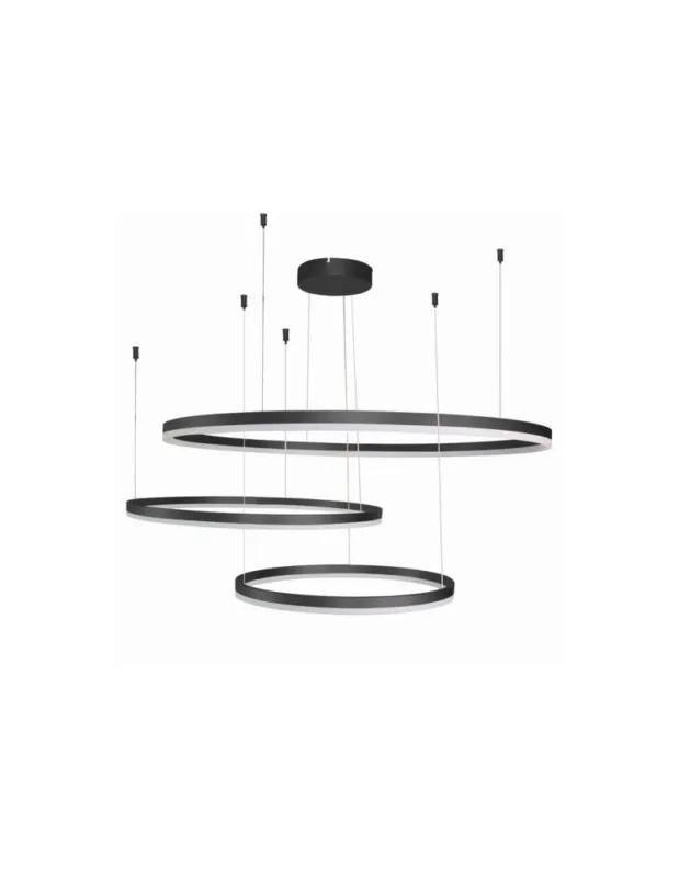 AZzardo HALO 100+80+60 LED 130W 11100lm 3000K Czarny Wisząca AZ4707 kolory-swiatla.pl Rabat