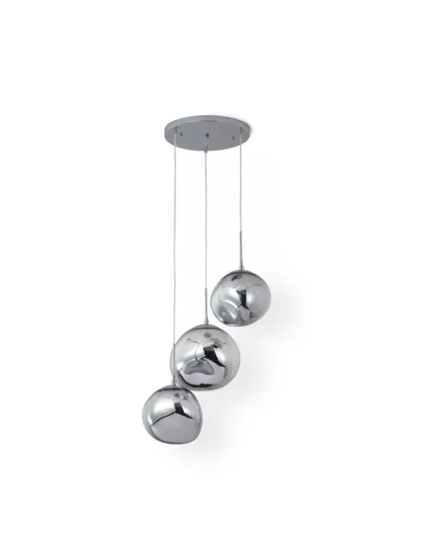 Abruzzo Lampa Wisząca srebrna Szklana 3x E27 Sfero ABR-Z3S-E28 Rabat