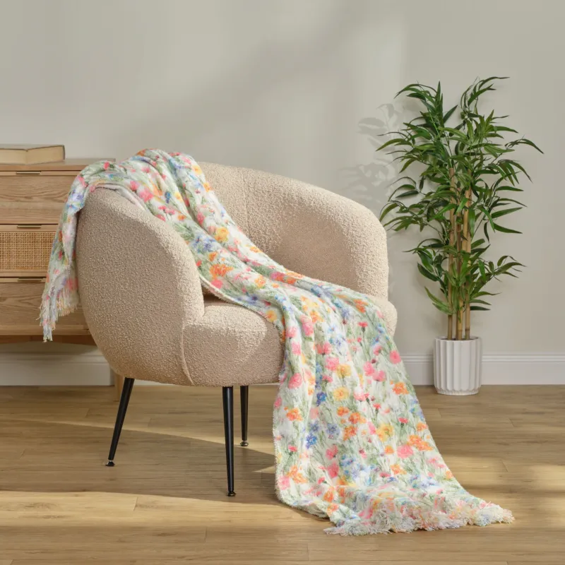 Oferta Wzorzysty koc Erfe 130x170 cm z wzorem kwiatowym -