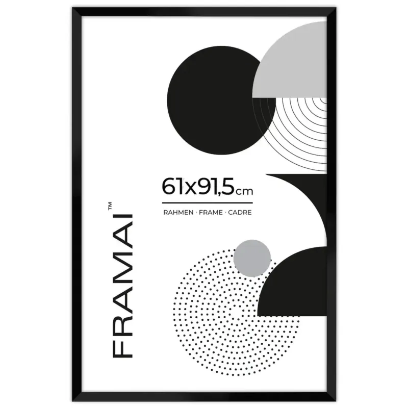 Ramka na zdjęcia 61x91,5 cm czarna rama MDF z plexi do powieszenia pion poziom klasyczna prostokątna ramka FRAMAI® - Nowy