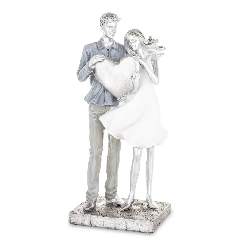 Cena promocyjna Dekoracja - figurka 26x11x8 cm PARA - z dużym sercem -