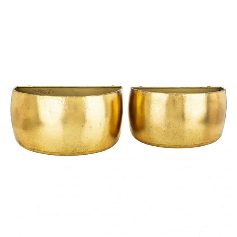 Osłonka metalowa 2 szt. 14x27x18 i 14x27x16 cm do mocowania na ścianie złota - Hit cenowy