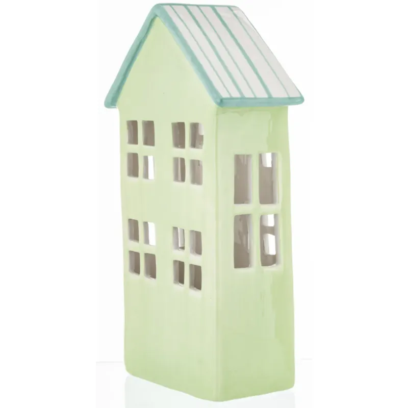 Kup online Ceramiczny domek 24x13,5x7 cm GILLI-2 zielony z niebieskim dachem -