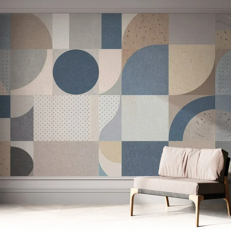 Fototapeta samoprzylepna 312x219 cm - Geometryczna mozaika, tapeta ścienna szara - Tylko do końca tygodnia