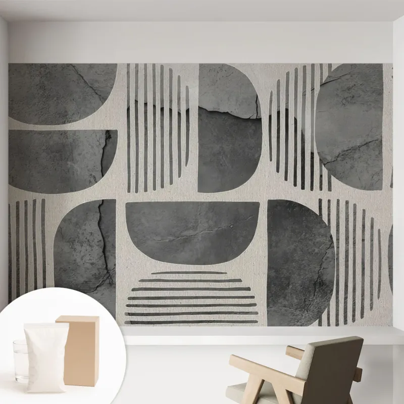 Fototapeta flizelinowa 152x104 cm - Kształty geometryczne, tapeta ścienna szara - Wybór klientów