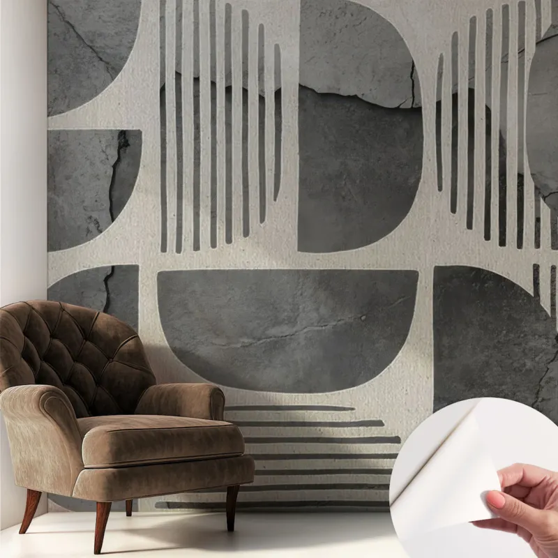 Fototapeta samoprzylepna 250x250 cm - Kształty geometryczne, tapeta ścienna szara - Szybka dostawa
