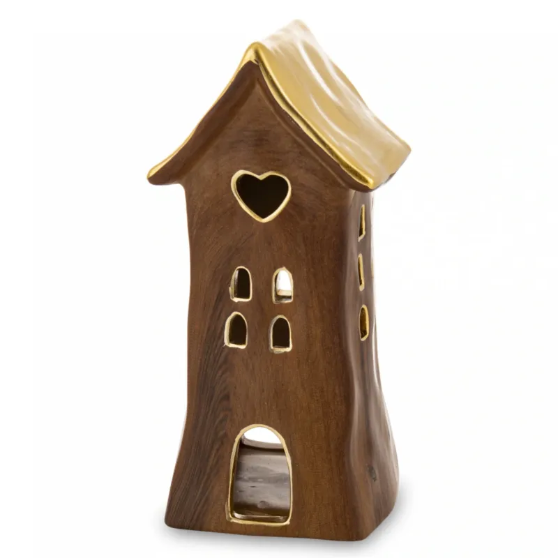 Dodaj do koszyka Dolomitowy domek na tea-lighty 20,5x9,5x9 cm brązowy big -