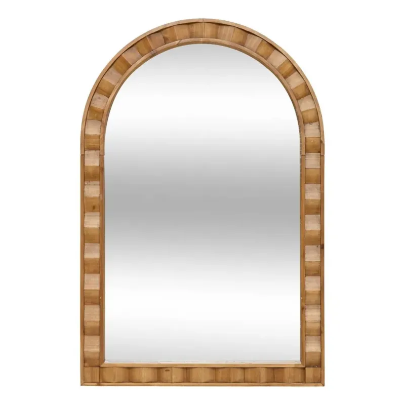 Lustro półowalne w drewnianej ramie, brązowe, 71x106 cm, Lucas - Oferta
