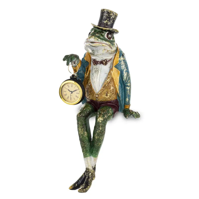 Dekoracja - figurka Żabi elegant z zegarkiem 36x15x15 cm FROGG siedzący - Tylko do końca tygodnia
