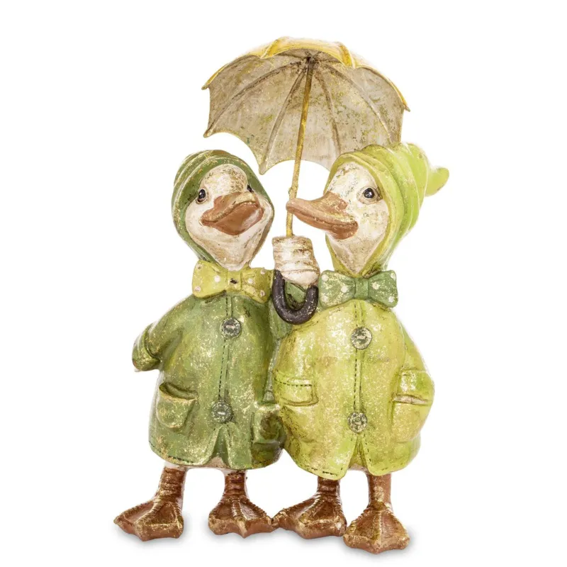 Dekoracja - para kaczorków pod parasolem 22x13,5x10 cm ANATROCCOLI - Promocja