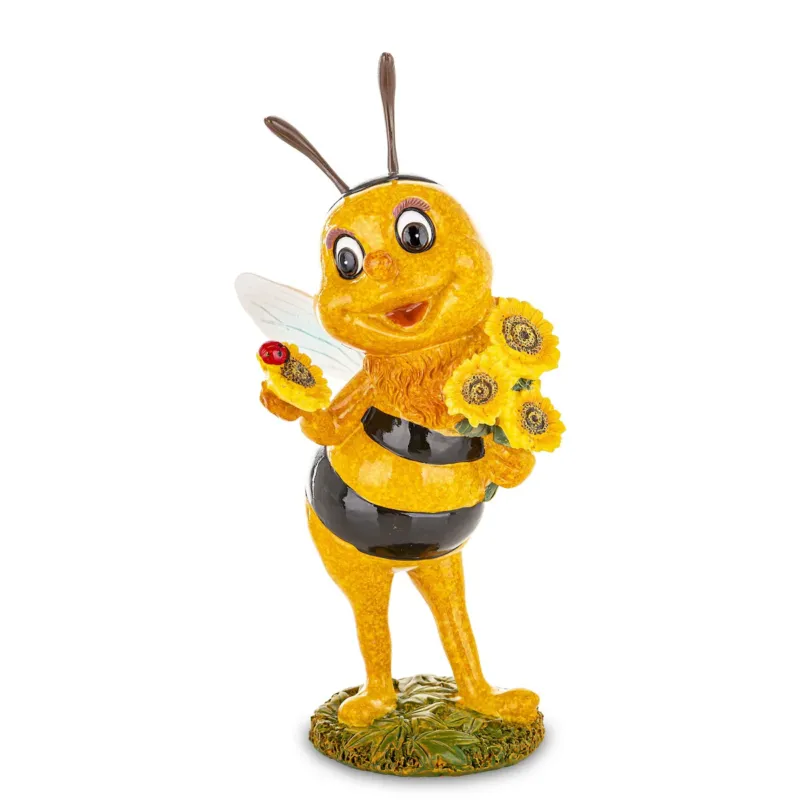 Cena promocyjna Dekoracja - kolorowa pszczółka 17x8x7 cm APE z kwiatem słonecznika -