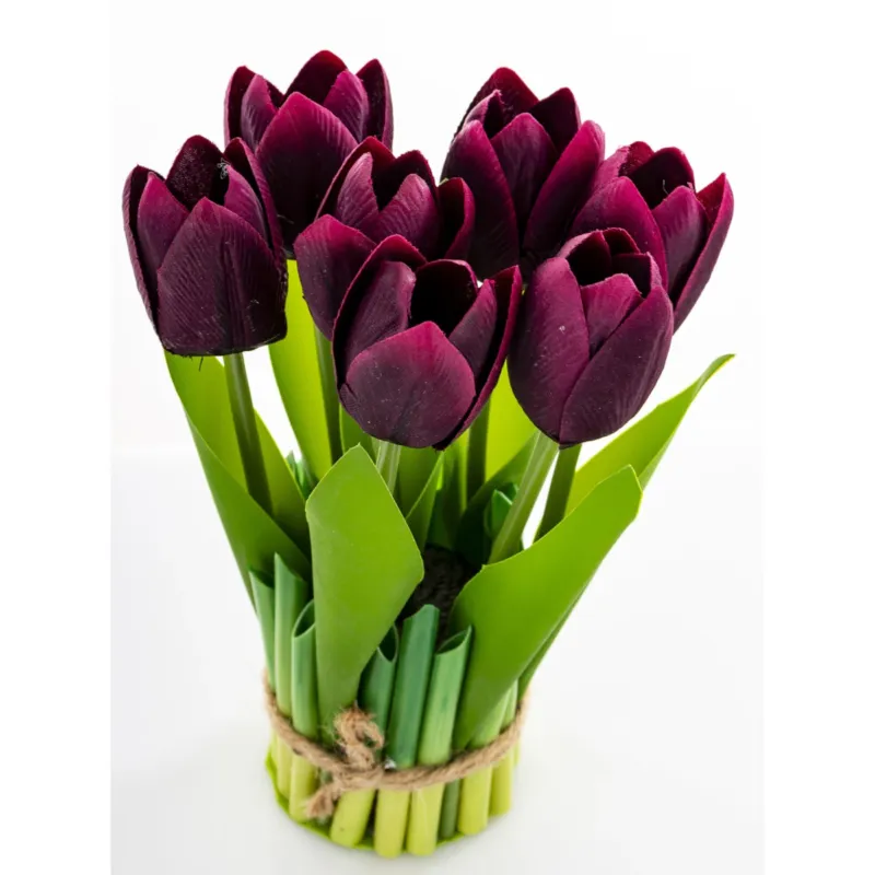 Dekoracja - bukiet sztucznych kwiatów 20x10x10 cm TULIPANY fioletowe - Zniżka