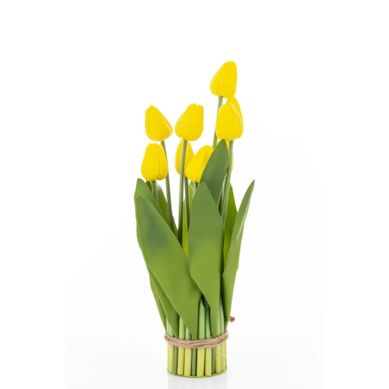 Dekoracja - bukiet sztucznych kwiatów 38x16x16 cm TULIPANY żółte - Hit sprzedaży