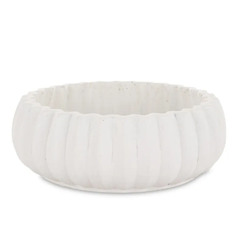 Premium Biała misa, dekoracyjna ceramiczna 8x22x22 cm -