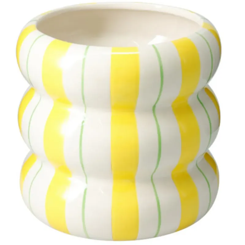 Ceramiczna osłona na doniczkę w paski LINJE, 14 cm - Hit sprzedaży