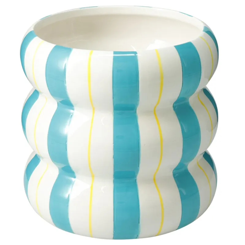 Ceramiczna osłona na doniczkę w paski LINJE, 14 cm - Najlepsza cena