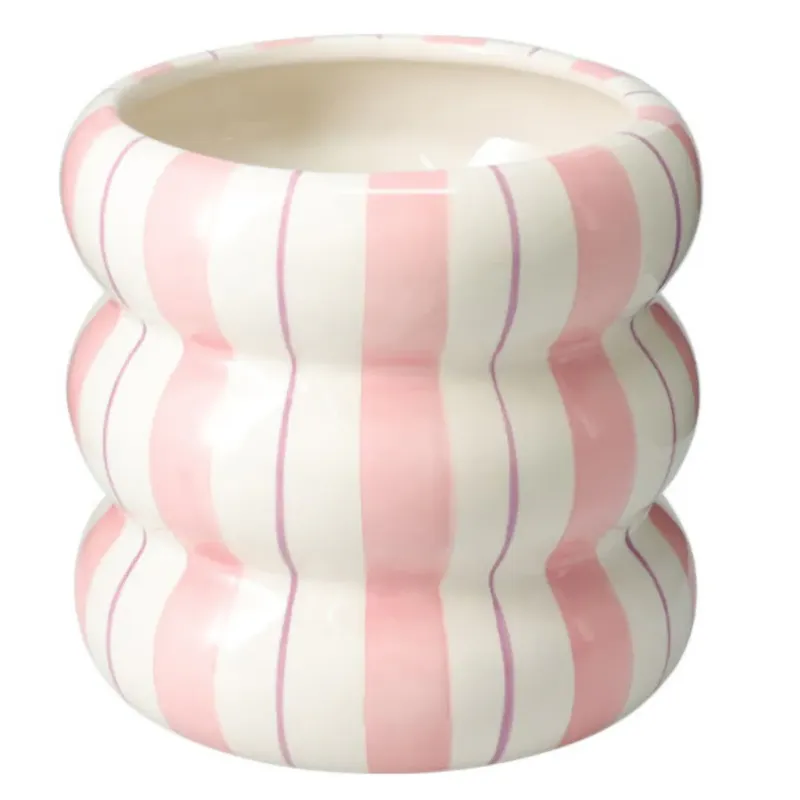 Ceramiczna osłona na doniczkę w paski LINJE, 14 cm - Oferta czasowa