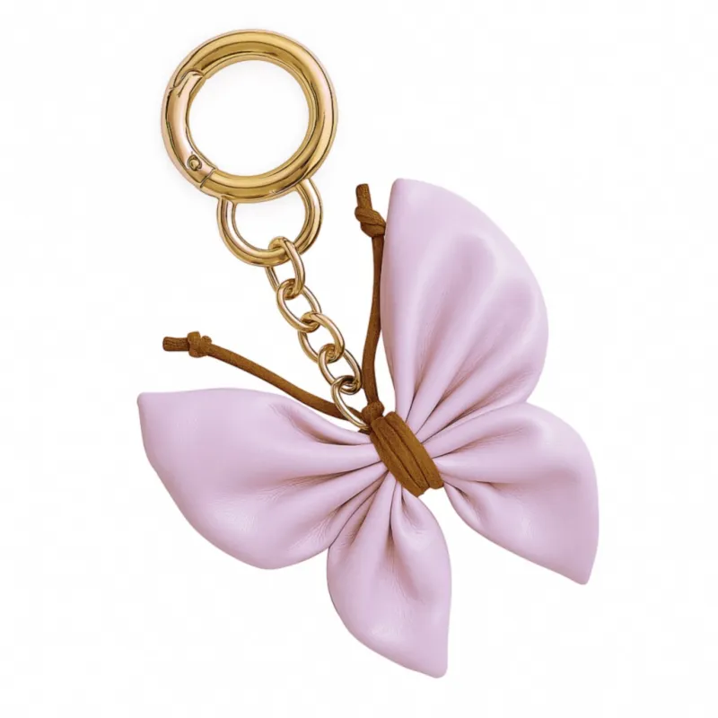 Brelok do kluczy skórzany MOTYL, KOKARDKA jasny fiolet BRL367FIO - Oferta czasowa
