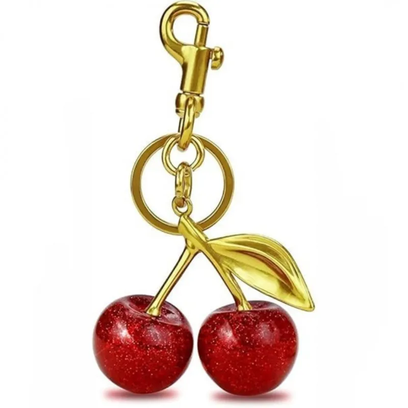 Brelok do kluczy czerwone WISIENKI złoty 12cm BRL383 - Zamów teraz