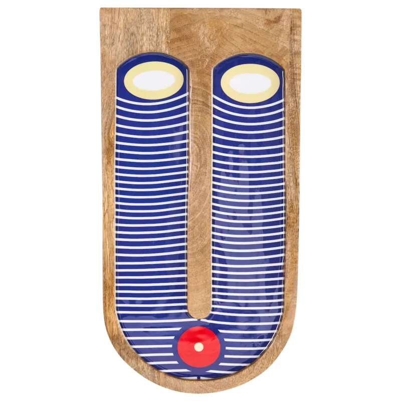 Dekoracja ścienna Twarz JIMETA Drewno mango 40 cm Niebieski - Taniej