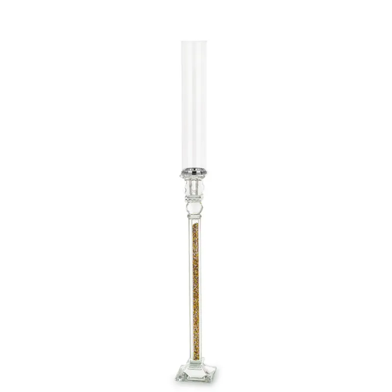 Zamów dziś Świecznik szklany na 1 świecę z kloszem 81x9x9 cm RURKA złoty medium -
