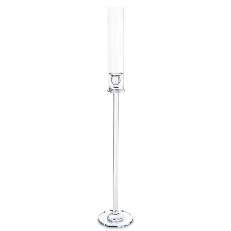 Świecznik szklany na 1 świecę z kloszem 84x14x14 cm RURKA transparentny - Kup teraz