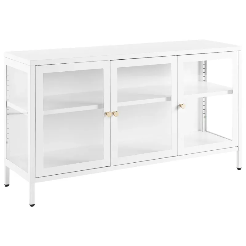 Darmowy zwrot Szafka ze szklanymi drzwiami NEWPORT Metal 115 cm Biały -