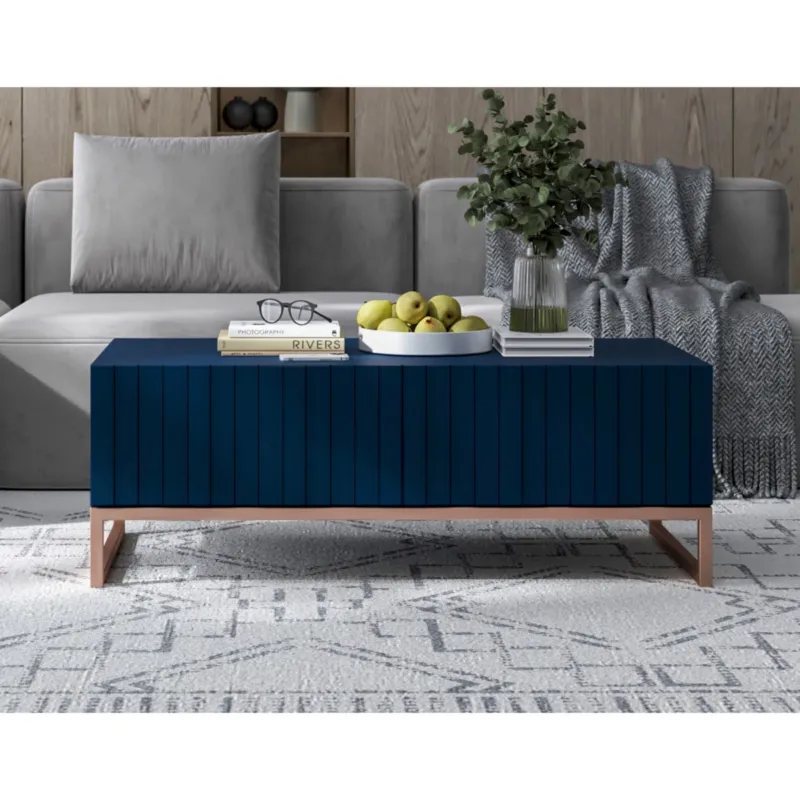 Okazja Nowoczesny Stolik kawowy Glamour prostokątny elegancka ława granatowy Mat 110 cm -