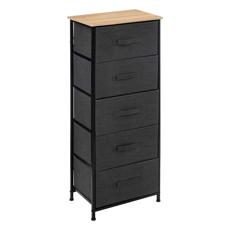 Sprawdź teraz Regał z 5 tekstylnymi szufladami TISS, 45 x 30 x 114 cm -