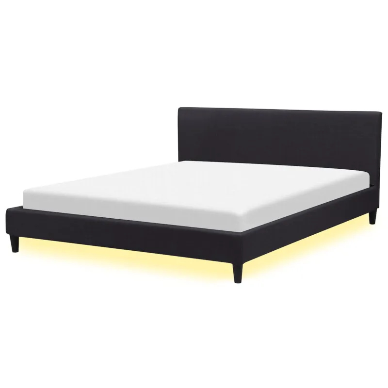 Cena promocyjna Łóżko LED FITOU 180 x 200 cm Czarny -