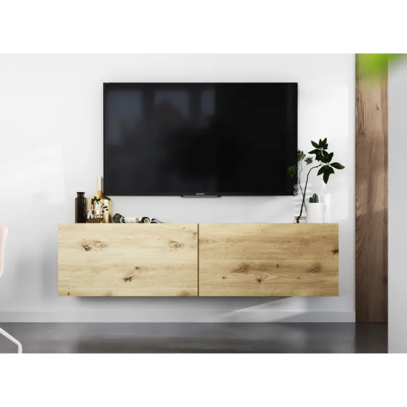 Zamów teraz Wisząca Szafka RTV Komoda Loft Industrialna Dąb Artisan MAT 120 cm -