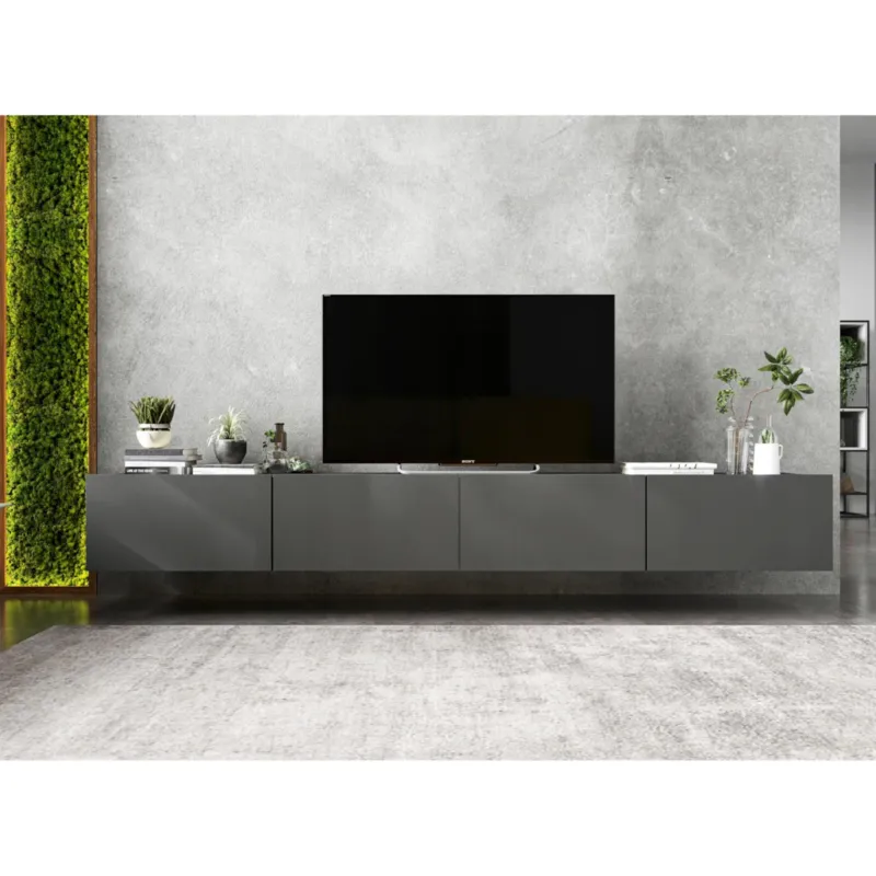 Szafka RTV Loft Wisząca Komoda RTV Grafit MAT 240 cm - Wyjątkowa oferta