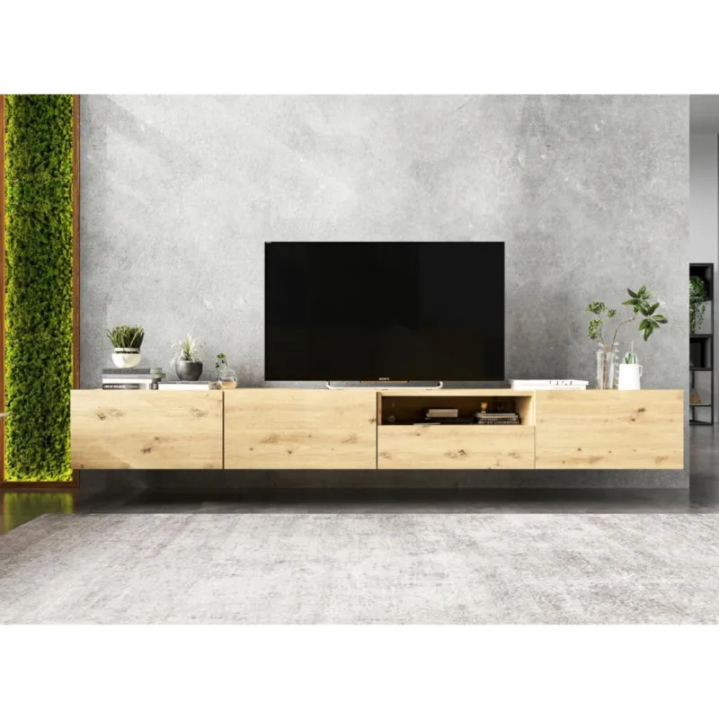 Łatwy zwrot Szafka RTV Loft Wisząca Dąb Artisan MAT Komoda RTV Szuflada 240 cm -