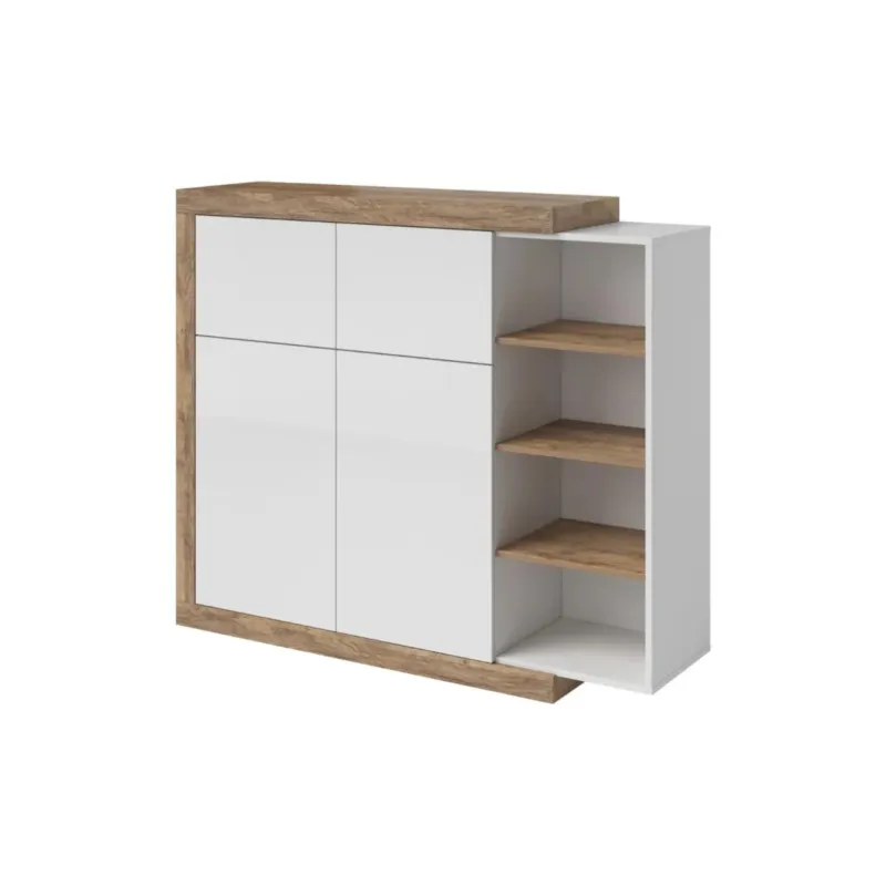 Komoda wysoka SINTRA 2D2KL 150cm dąb samdal/biały połysk - Bezpieczna płatność