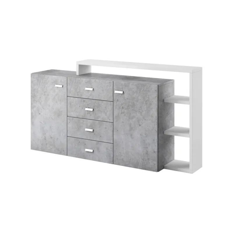 Komoda z nadstawką BOTA 2D4S 181 biała/beton colorado - Rabat