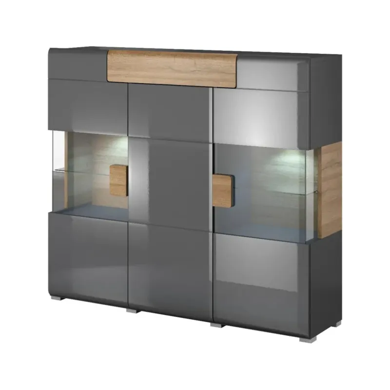 Oferta Komoda wysoka TOLEDO 3D1S 147 antracyt połysk/dąb grandson -