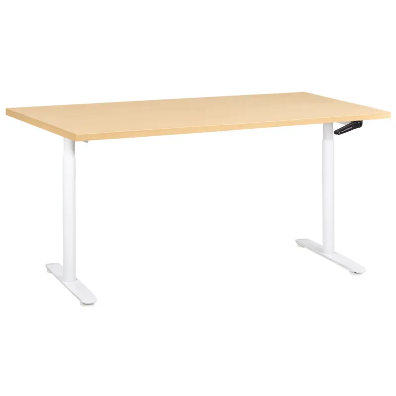 Biurko regulowane manualnie DESTINAS Jasny brąz/ biały 160 cm 72 cm - Najlepsza cena