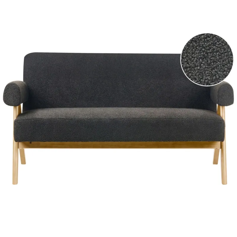 Zniżka Sofa TAMRE Boucle Czarny dla 2 osób -