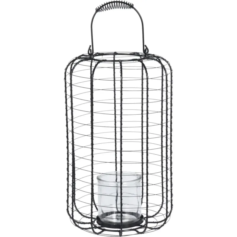 Lampion metalowy ze szklanym świecznikiem, Ø 23,5 cm - Promocja