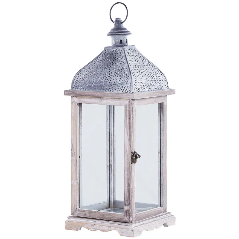 Bezpieczne zakupy Lampion SAMAR Drewno sosnowe 47 cm Biały -
