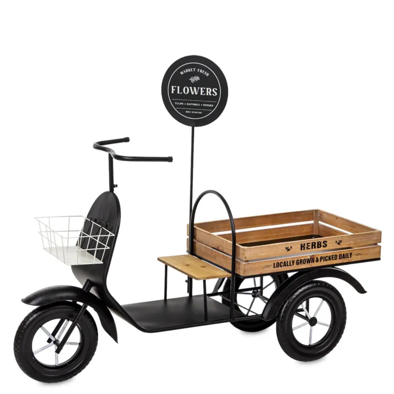 Dodaj do koszyka Kwietnik metalowy na kółkach 108x130x42 cm z okrągłą tablicą -