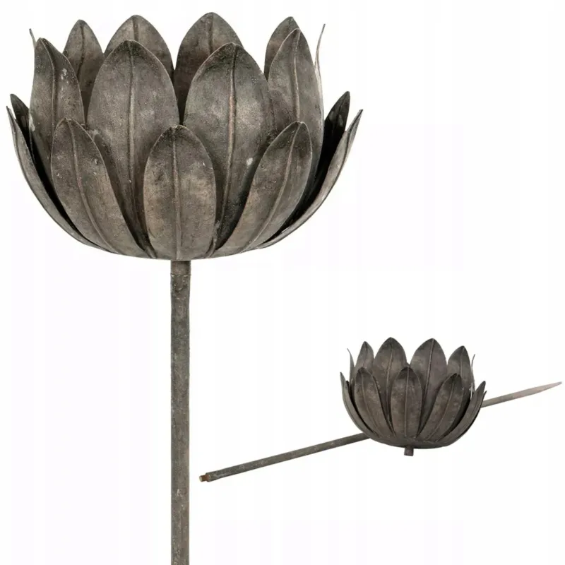Oferta limitowana LAMPION ŚWIECZNIK DO OGRODU KWIAT wbijany metalowy rdzoodporny 20cm -