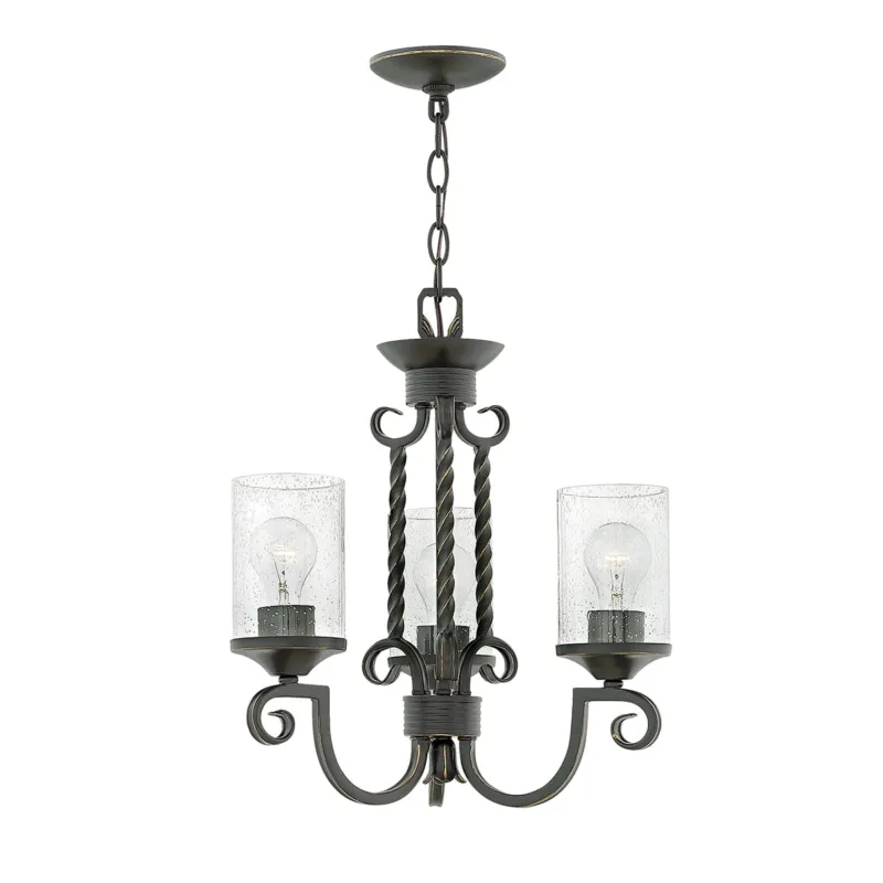 Bestseller Lampa wisząca Żyrandol Casa HK-CASA3 Elstead Lighting 3xE27 60 W Aluminium, Szkło z bąbelkami powietrza Postarzana czerń